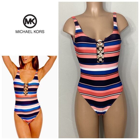 New. Michael Kors stripe swimsuit. Normally $126 - Picture 6 of 12